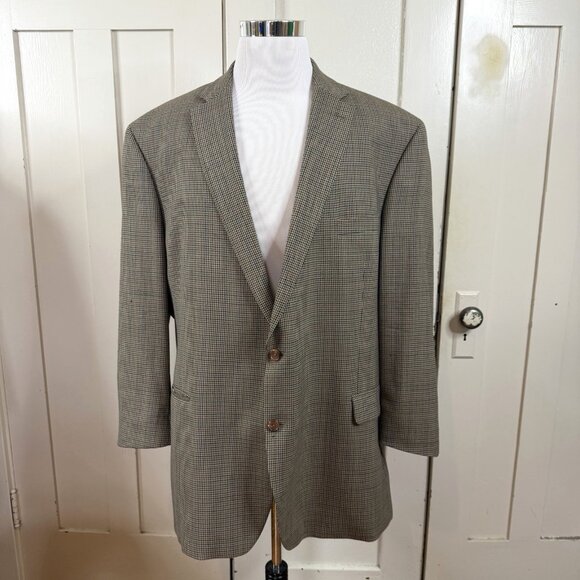 Ralph Lauren Houndstooth Lambswool Brown Tweed Blazer 46R LARP Cosplay Preppy - Picture 2 of 10